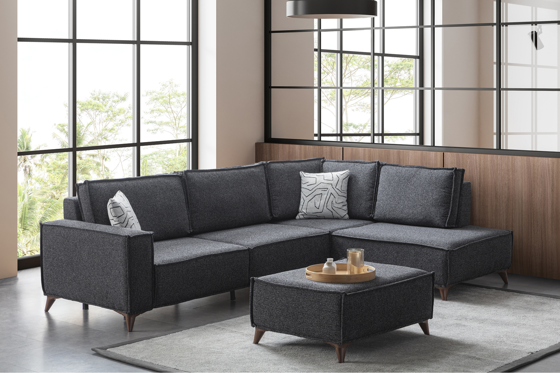 Asya Köşe Koltuk Takımı Antrasit